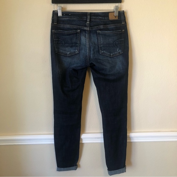 American Eagle Factory Destroyed Dark Denim Stretch Jegging Jeans Woman’s Size 0 - Picture 12 of 12